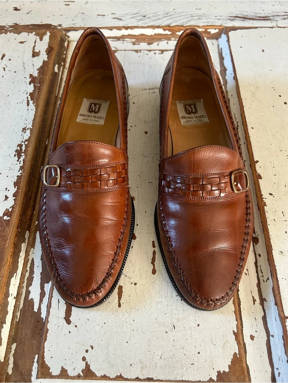 Bruno Magli Made In Italy Women’s Brown Leather Loafers Shoes Size 9.5